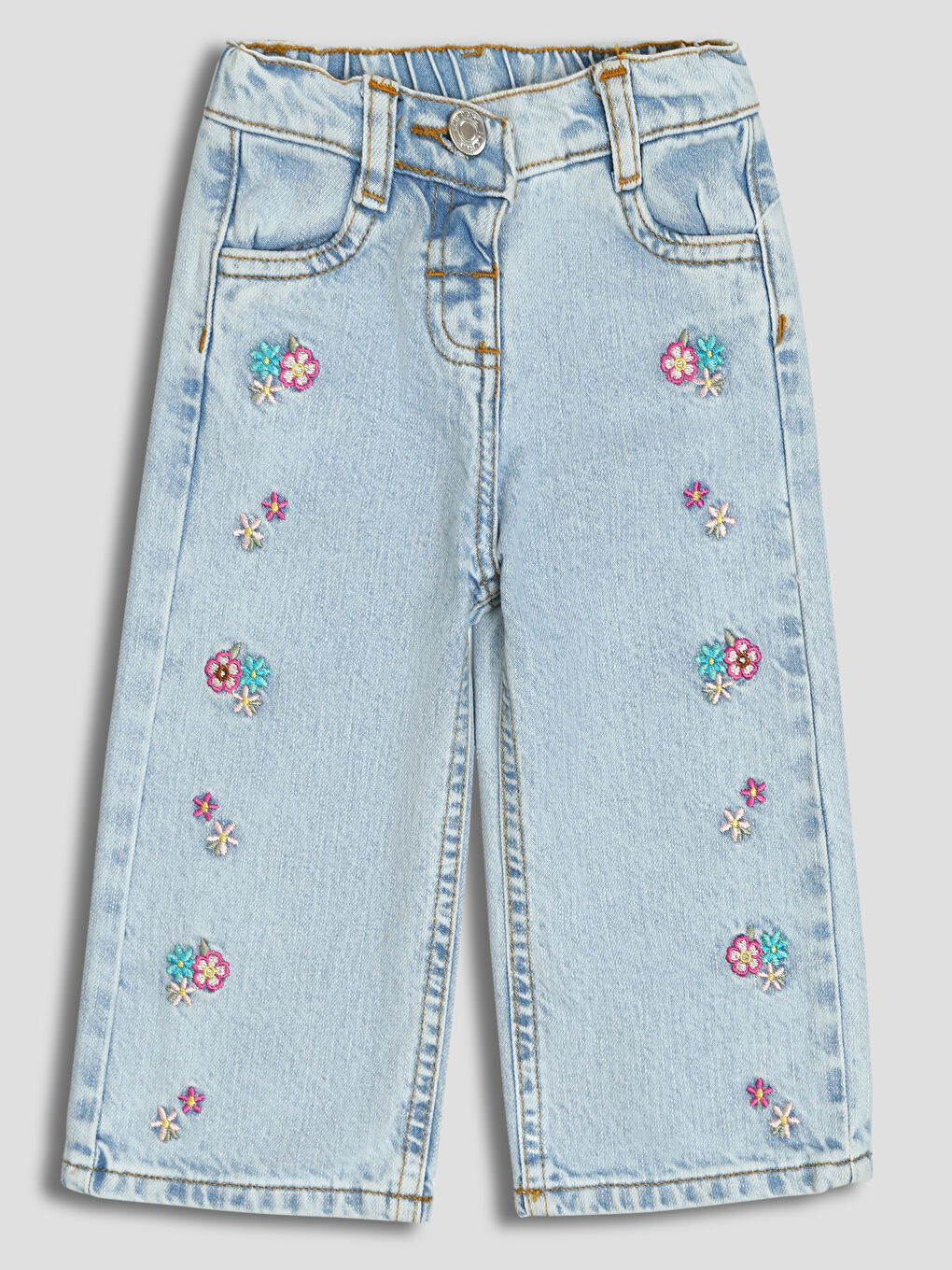 Girl's Jean Trousers with Adjustable Elastic Waist