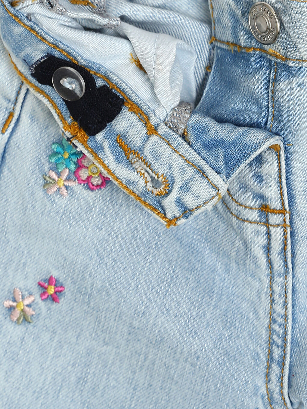 Girl's Jean Trousers with Adjustable Elastic Waist-2