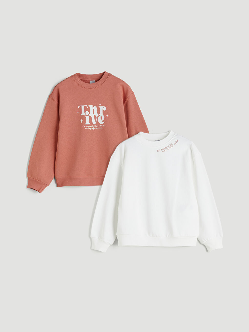 Crew Neck Girls' Sweatshirt 2 Pack