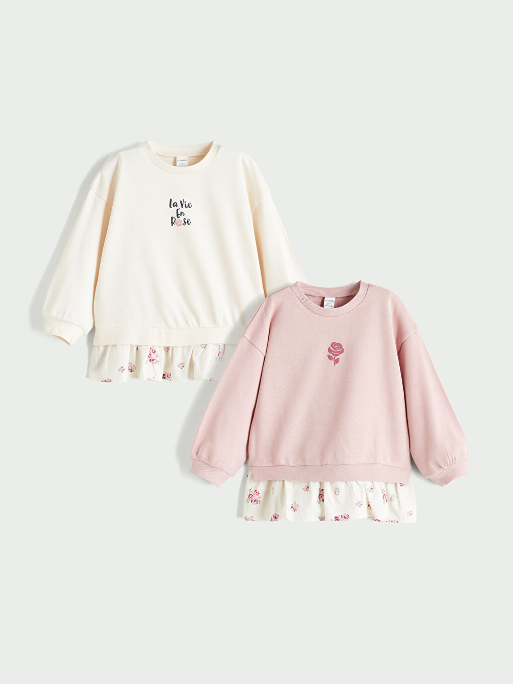 LCW Kids Crew Neck Girls' Sweatshirt 2 Pack -W5AU74Z1-FHP
