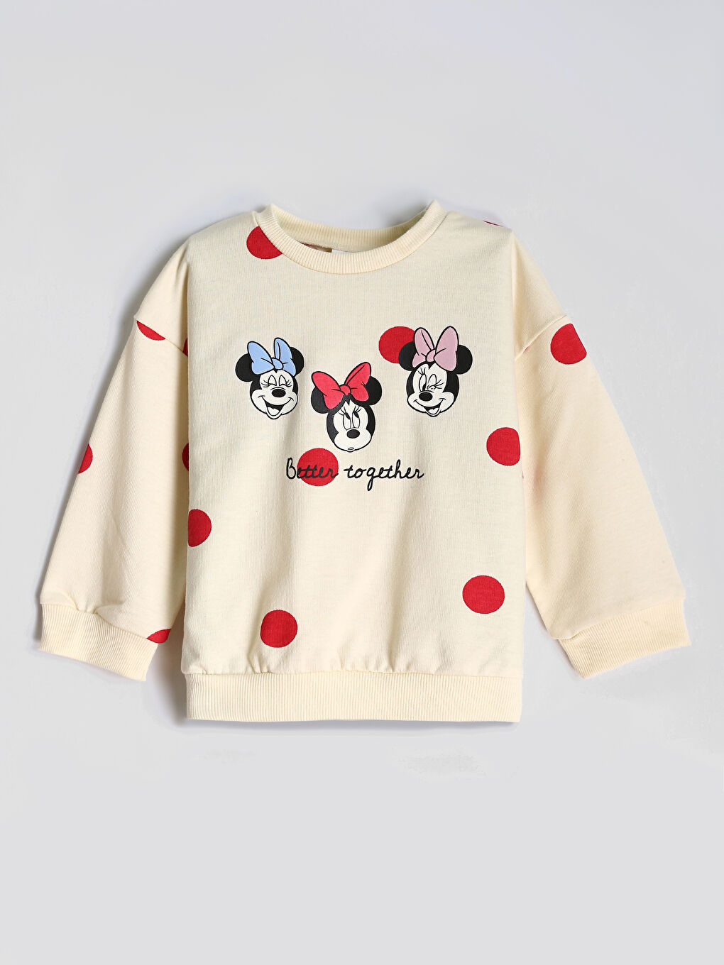 Crew Neck Minnie Mouse Printed Girls' Sweatshirt