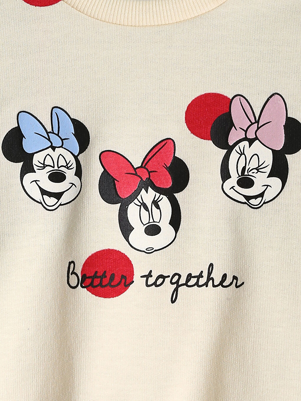 Crew Neck Minnie Mouse Printed Girls' Sweatshirt-2