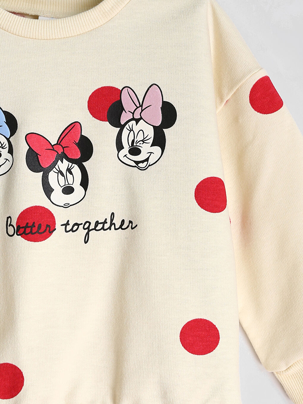 Crew Neck Minnie Mouse Printed Girls' Sweatshirt-3