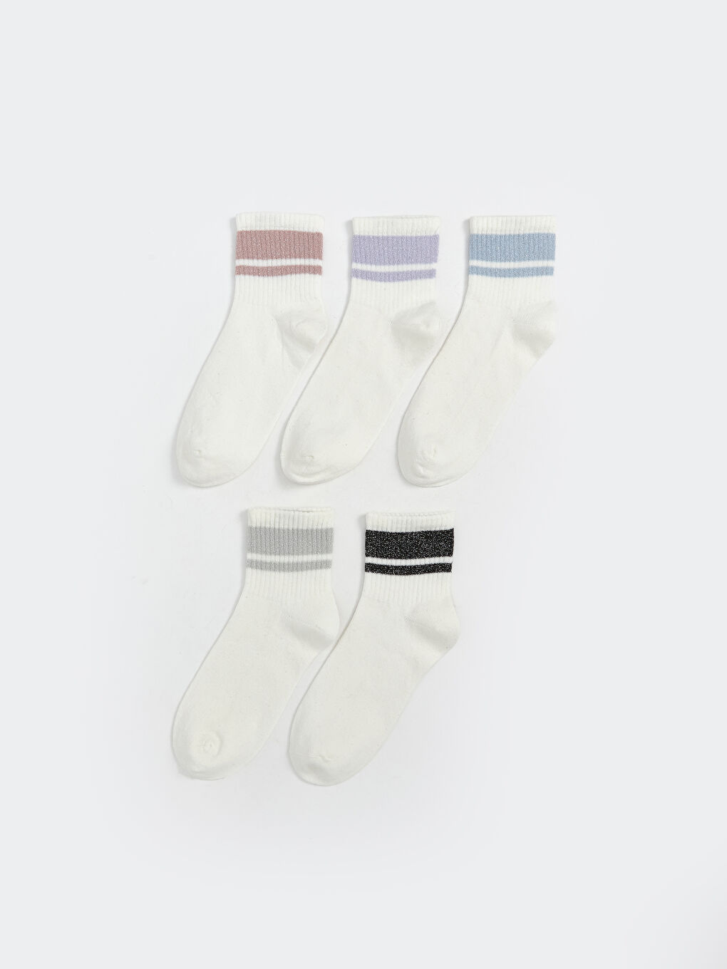 LCW DREAM Striped Women's Ankle Socks 5 Pack -W5AV26Z8-FDU