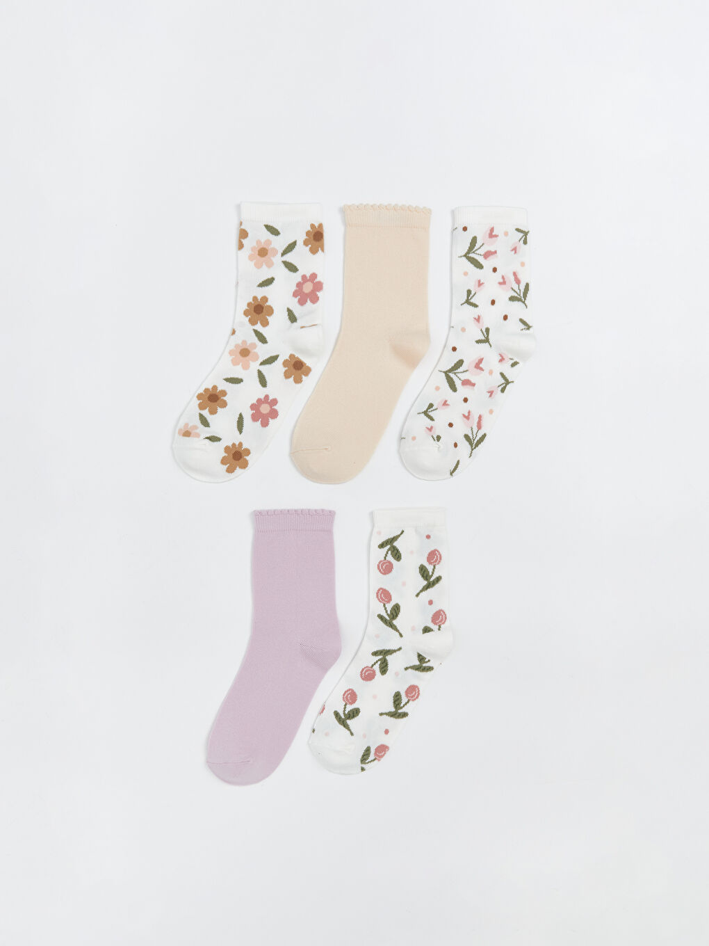 LCW DREAM Floral Women's Ankle Socks 5 Pack -W5AV32Z8-FDU