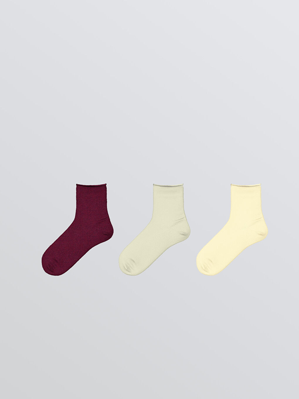 LCW DREAM Women's Plain Ankle Socks 3-packs -W5AV48Z8-G5M