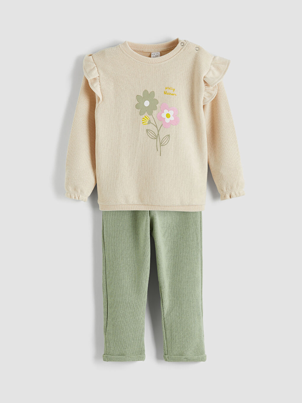 Crew Neck Floral Baby Girls Sweatshirt and Leggings 2 Pack