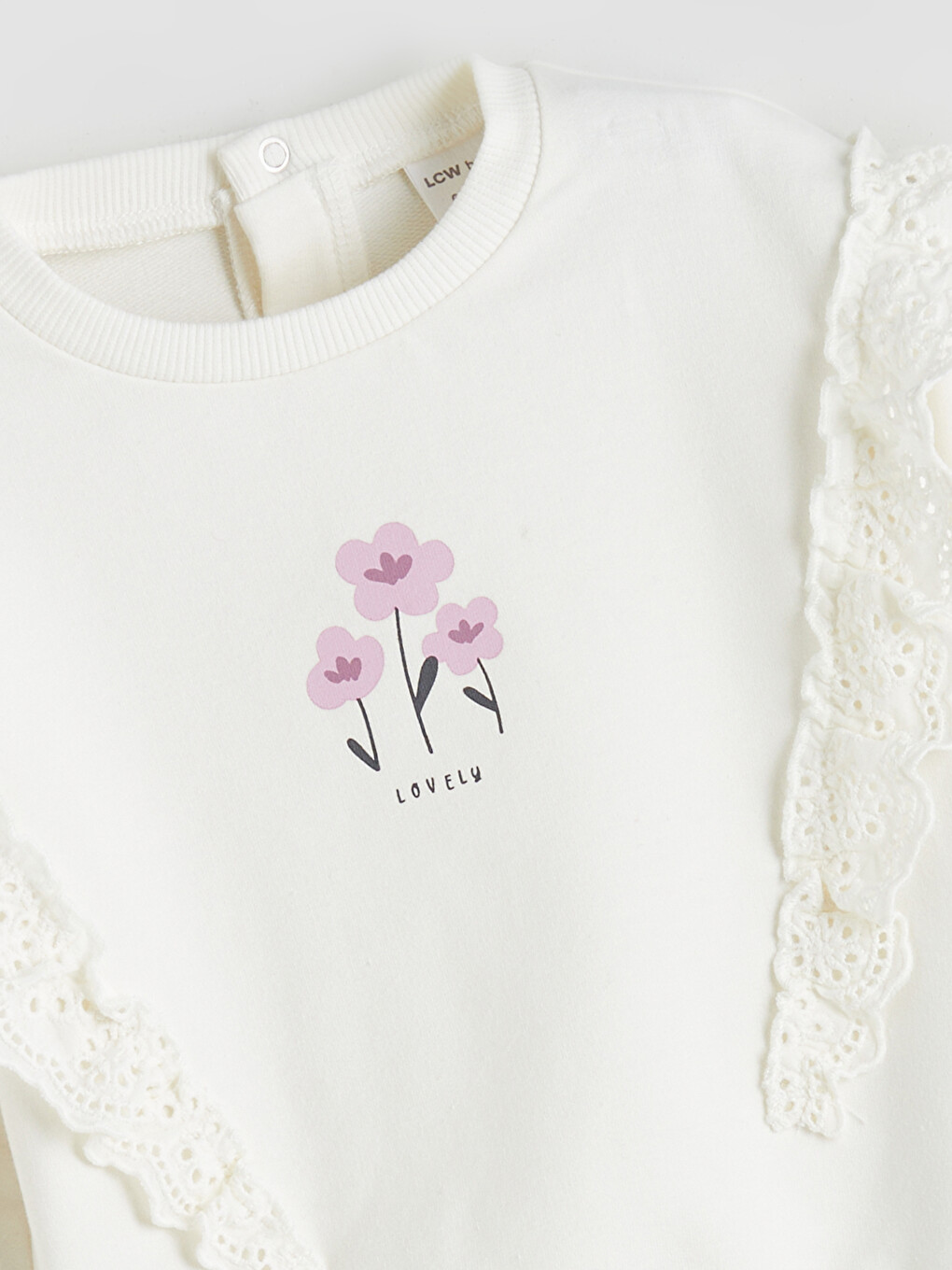 Bej Kız Bebek Fırfırlı Sweatshirt-2