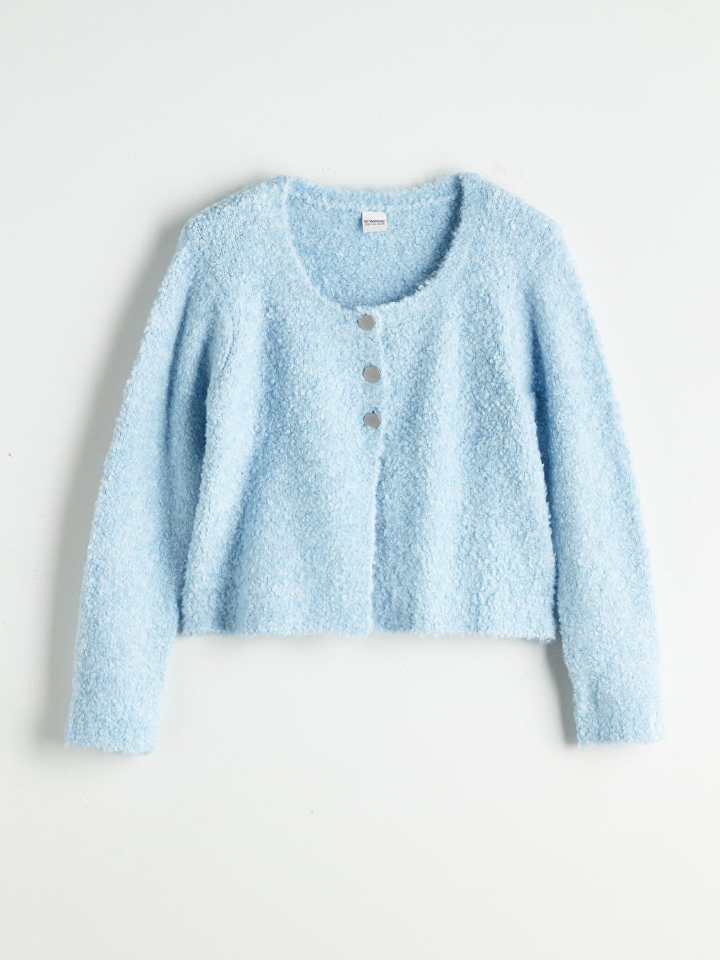 Crew Neck Girls Knitted Cardigan