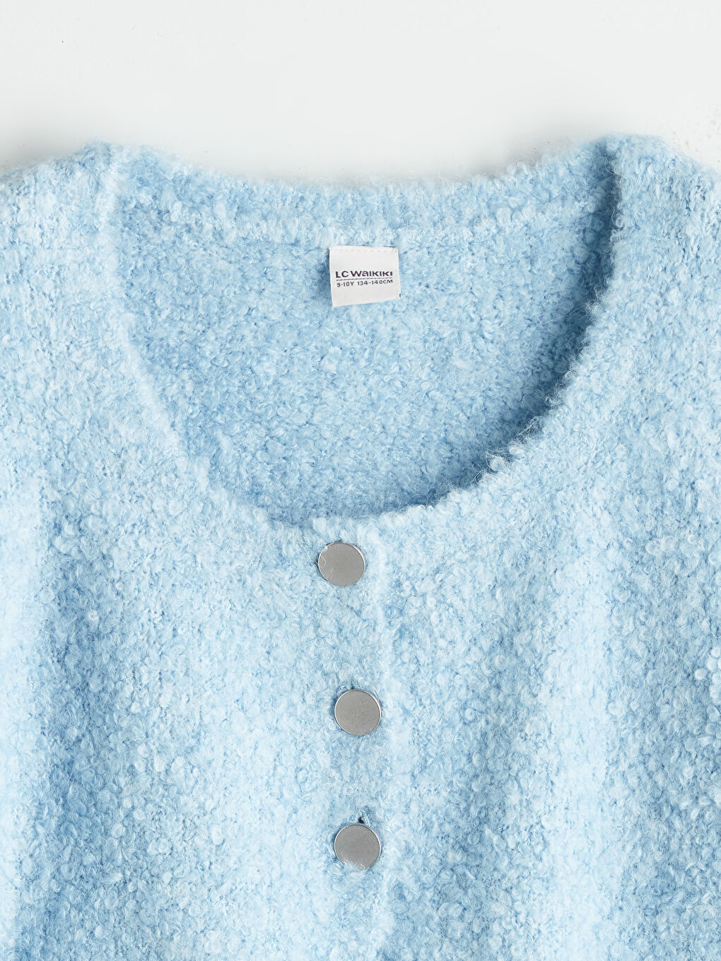Crew Neck Girls Knitted Cardigan-2