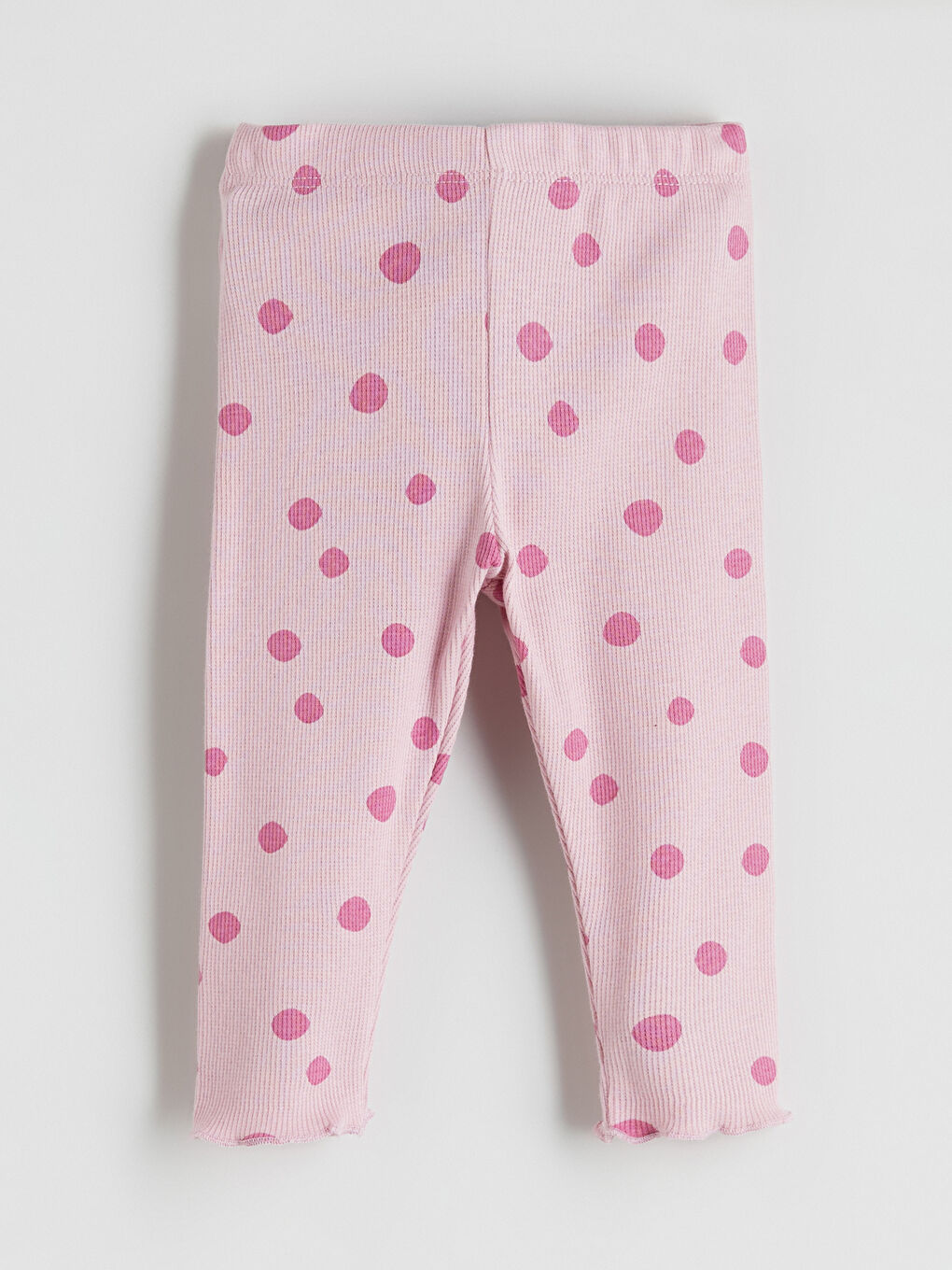 Pembe Beli Lastikli Puantiyeli Kız Bebek Tayt