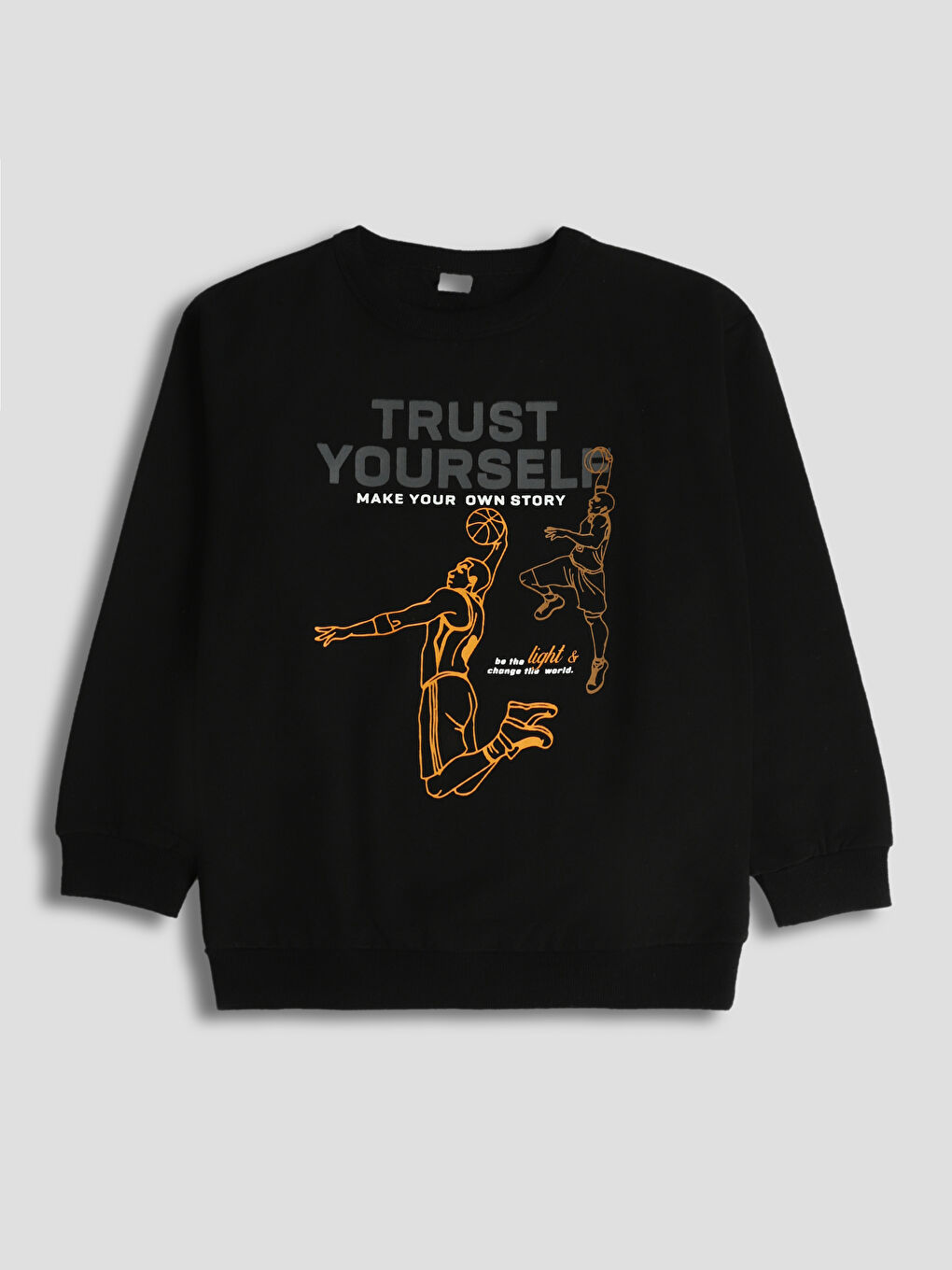 Poncho Crew Neck Printed Long Sleeve Boys Sweatshirt and Trousers-1