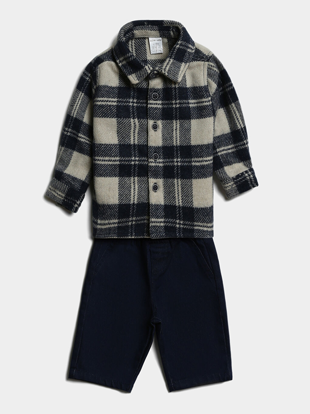 Ensemble 2 Pièces Bébé Garçons Chemise à Carreaux Manches Longues et Pantalon-1