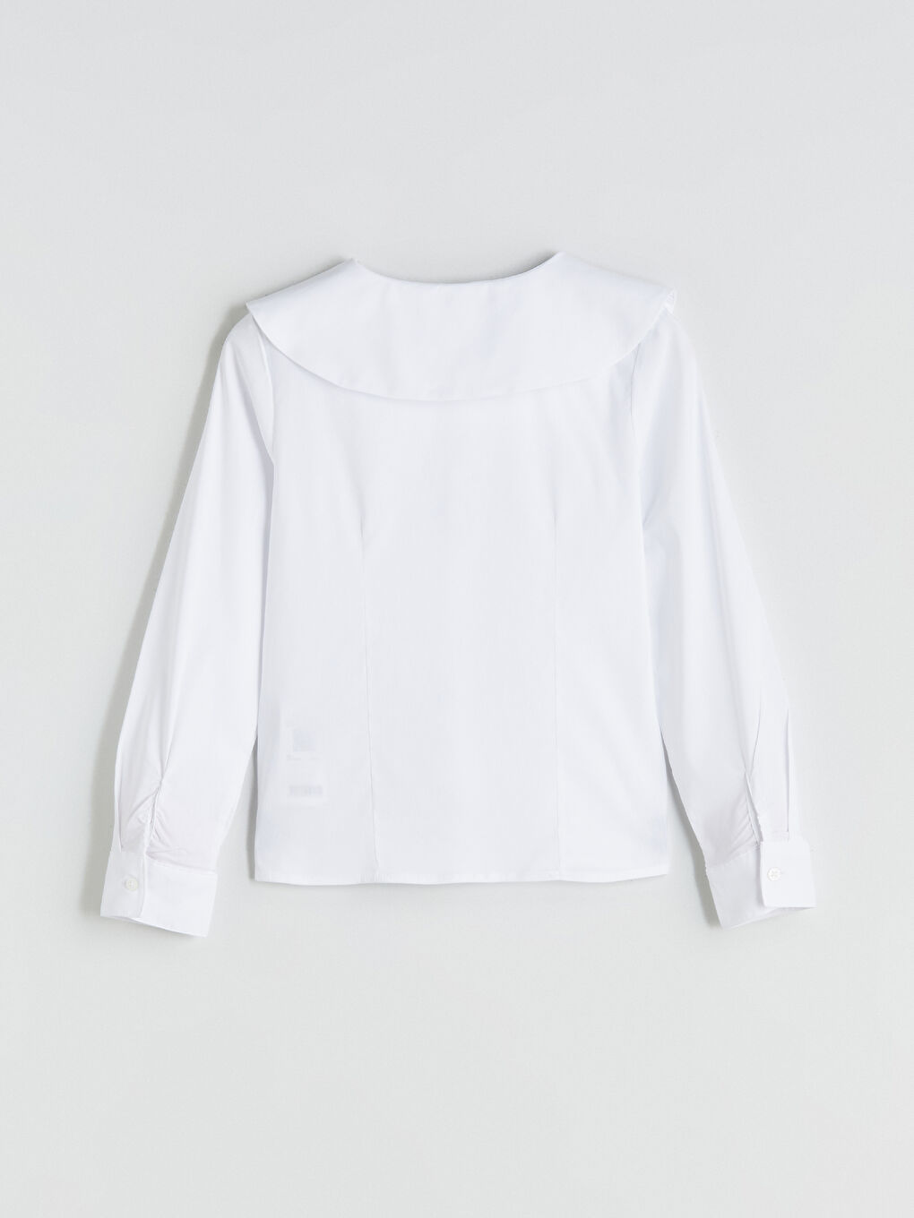 Beyaz Bebe Yaka Fiyonk Detaylı Kız Çocuk Gömlek-2