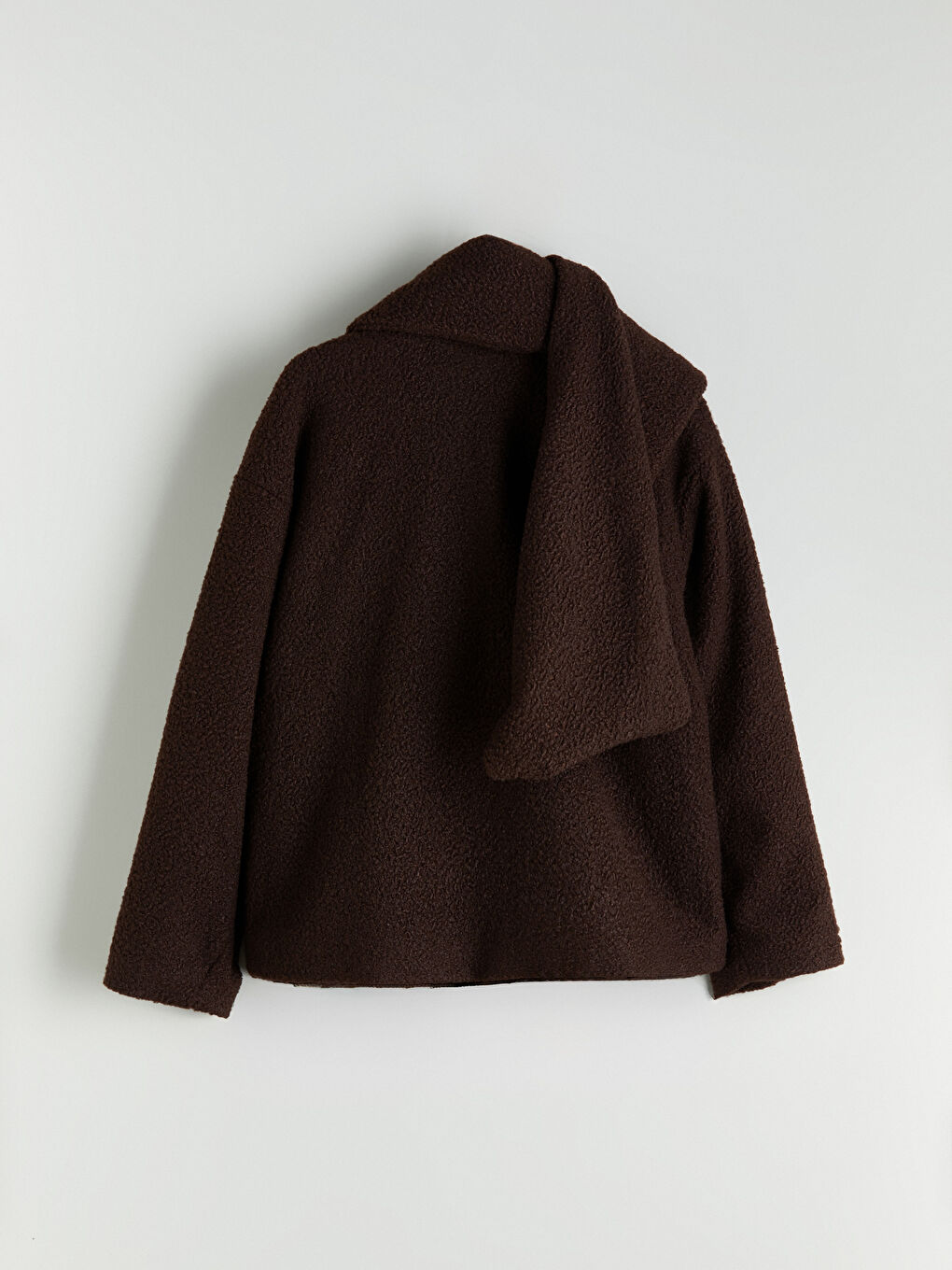 Kahverengi Bisiklet Yaka Atkılı Kadın Kaşe Kaban-8