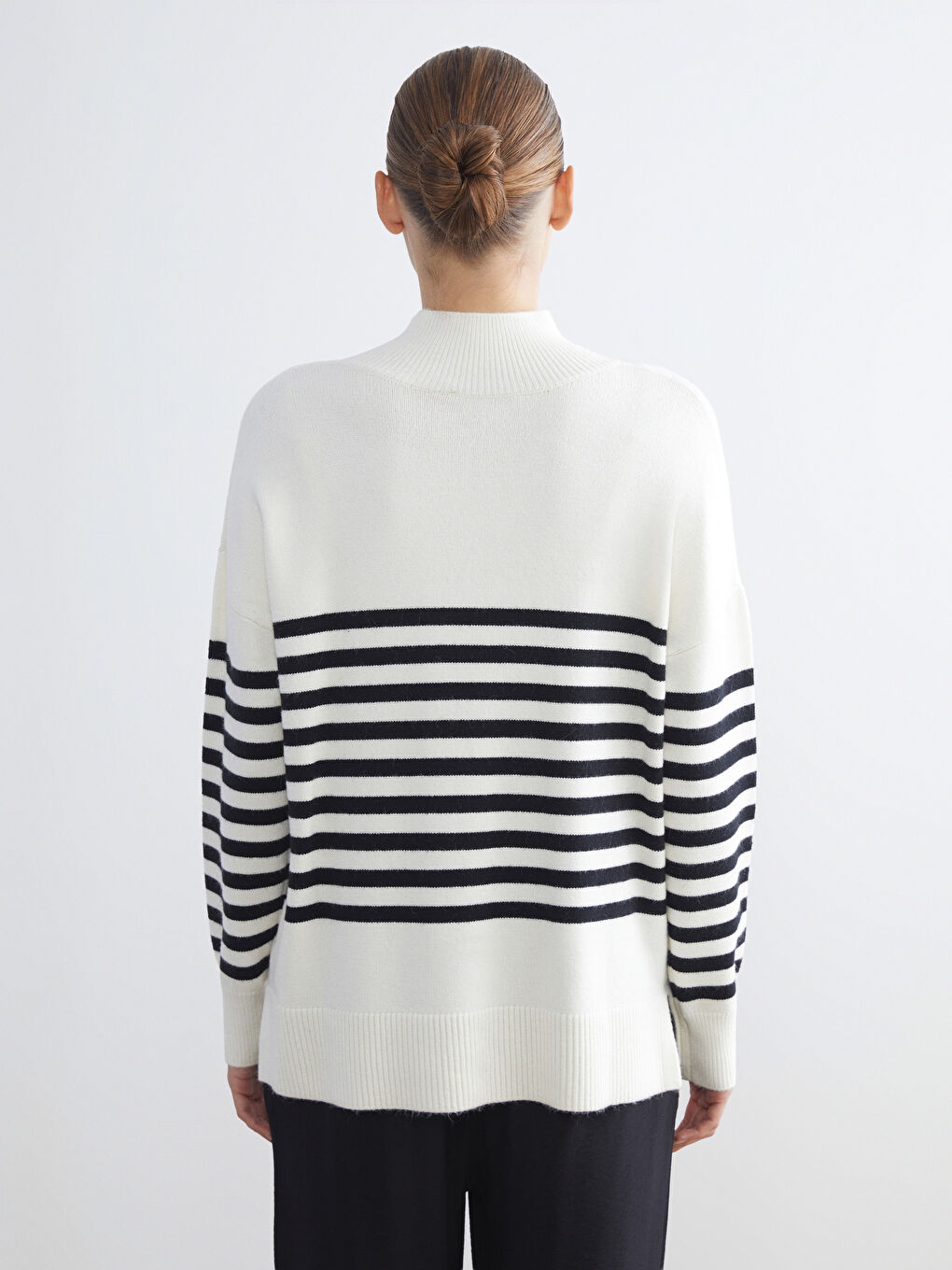 Half Turtleneck Striped Women's Knitwear Sweater-3