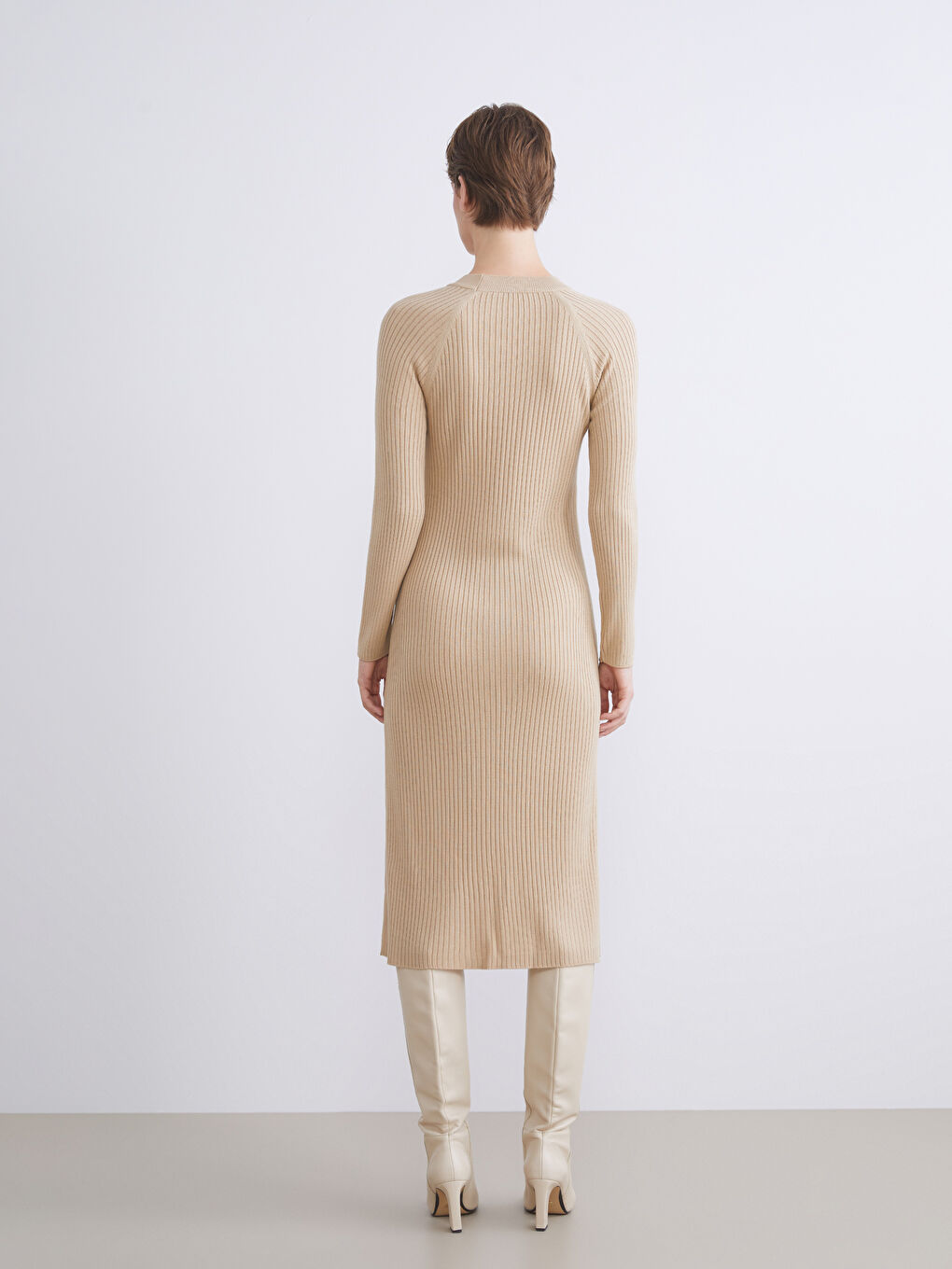 LCWAIKIKI Classic Crew Neck Women's Knitwear Dress -W5BA40Z8-CTB