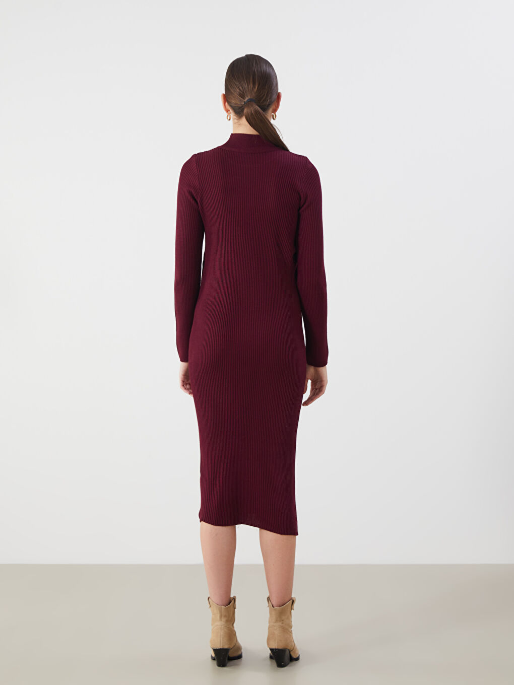 LCWAIKIKI Classic Woman BORDEAUX Dress -W5BA41Z8-CWK