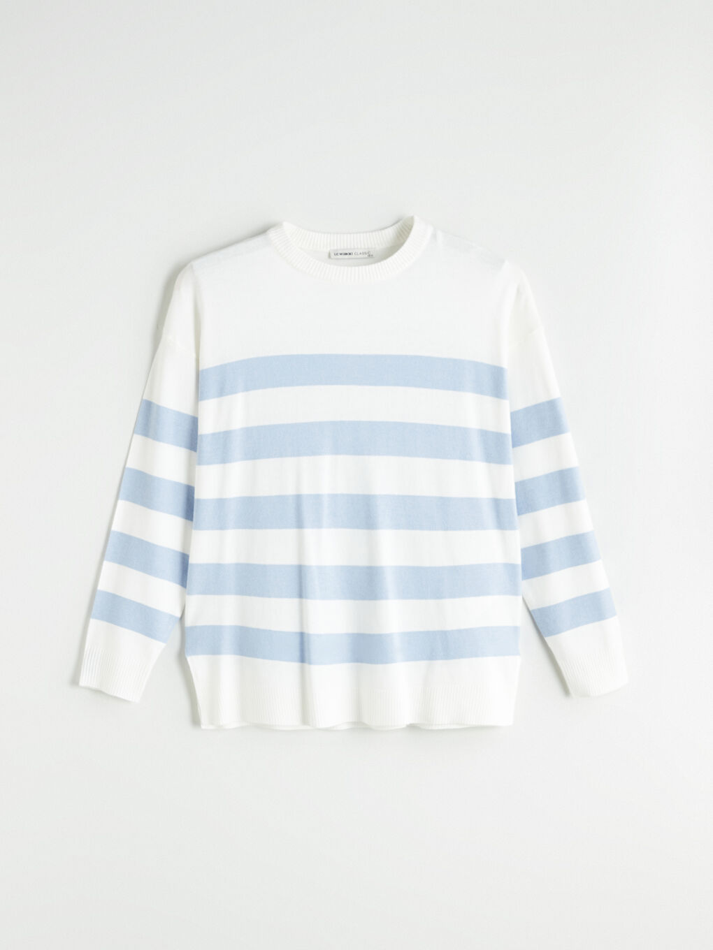 LCWAIKIKI Classic Crew Neck Striped Oversize Women's Knitwear Sweater -W5BA43Z8-LEH