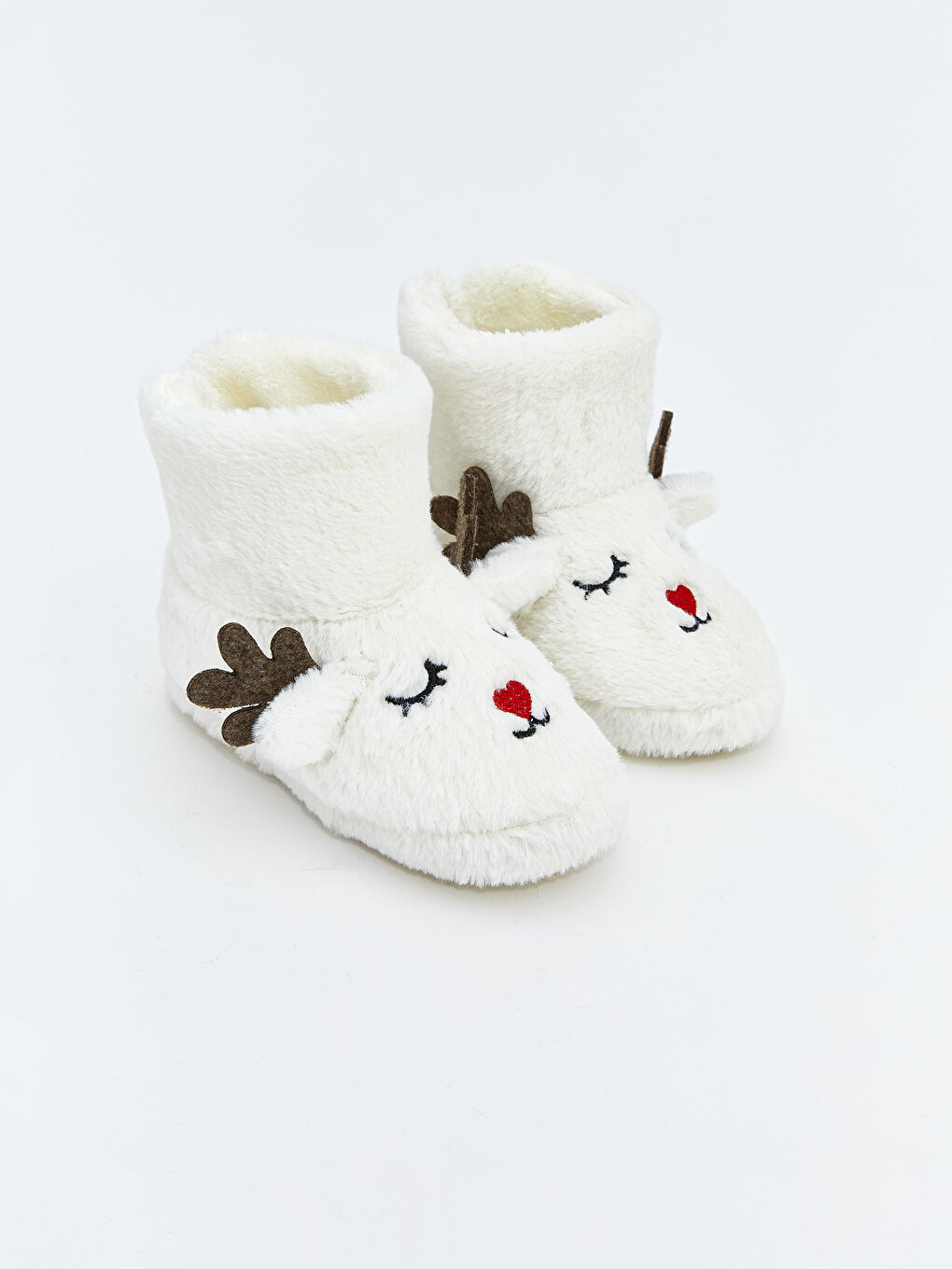 Ekru Hayvan Figürlü Pelüş Kız Bebek Panduf