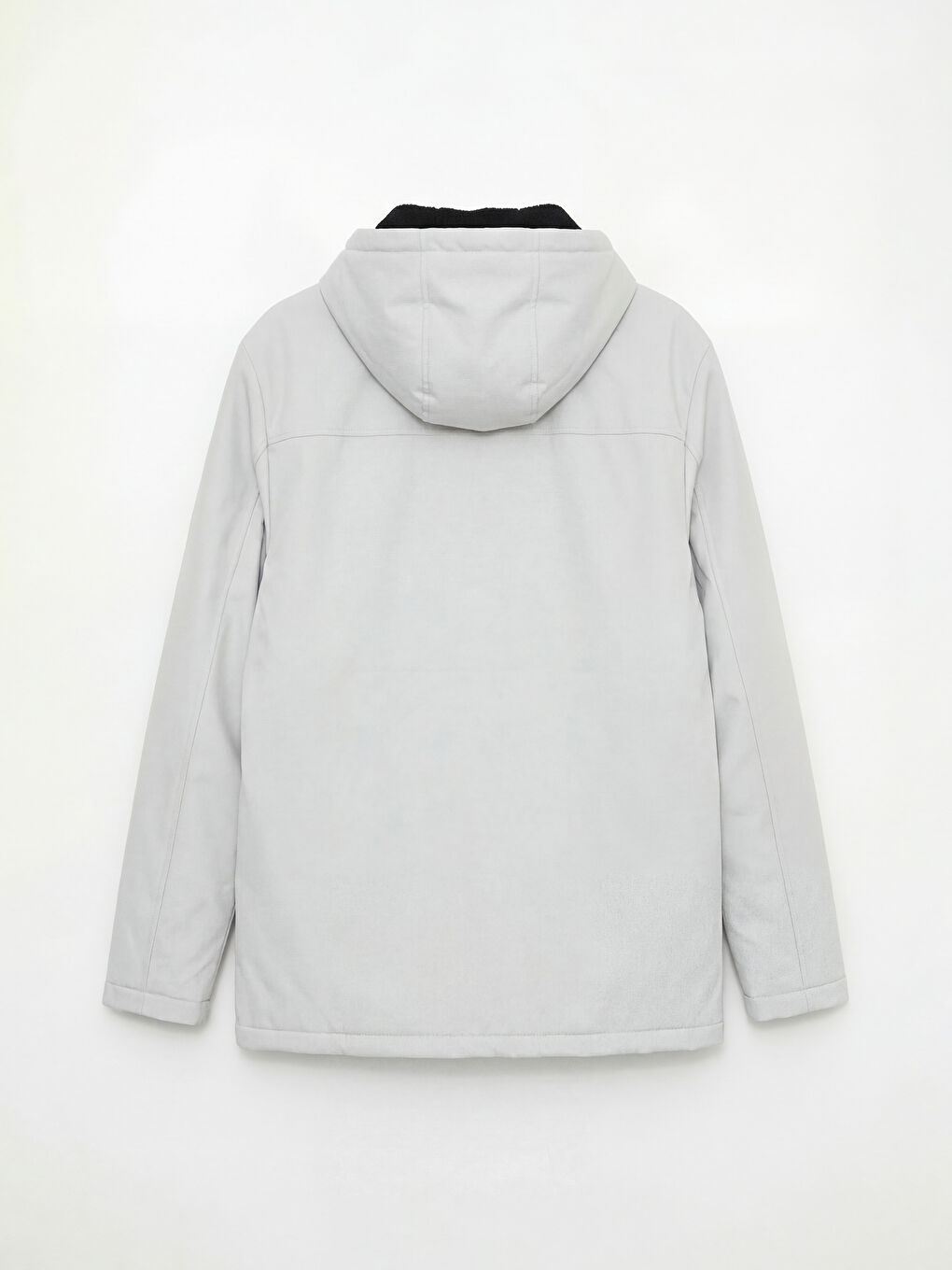 Gri Standart Kalıp Kapüşonlu Erkek Mont-2