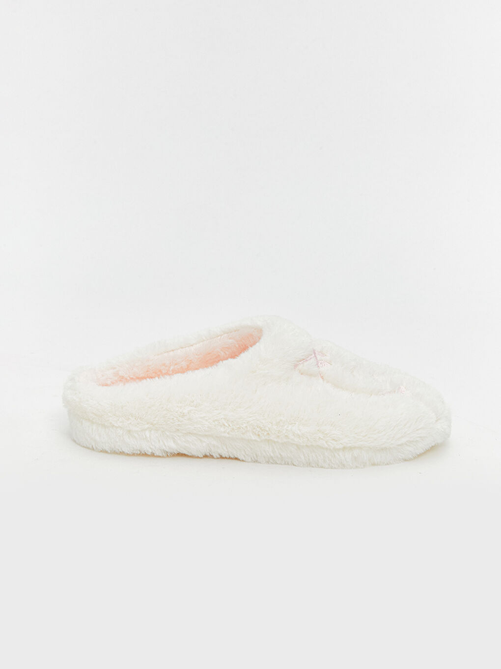 Ekru Hayvan Nakışlı Pelüş Kız Çocuk Ev Terliği-1