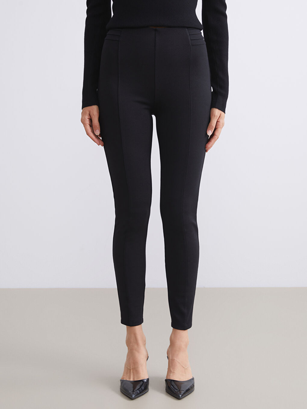 Plain High Waist Women's Leggings-1