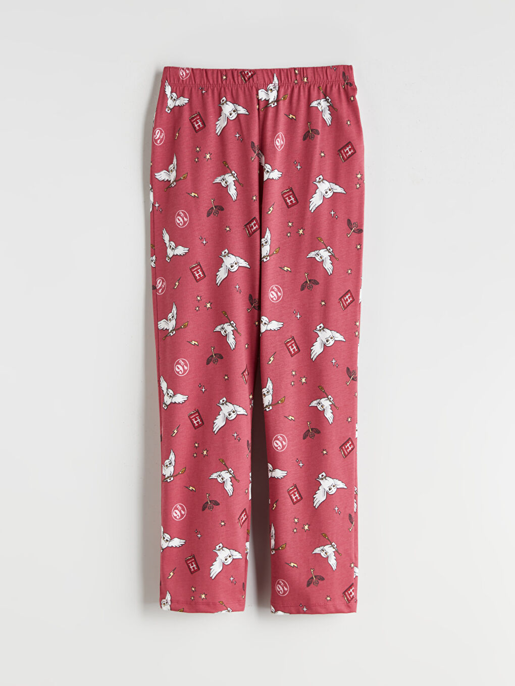 Pembe Beli Lastikli Harry Potter Baskılı Kız Çocuk Pijama Alt