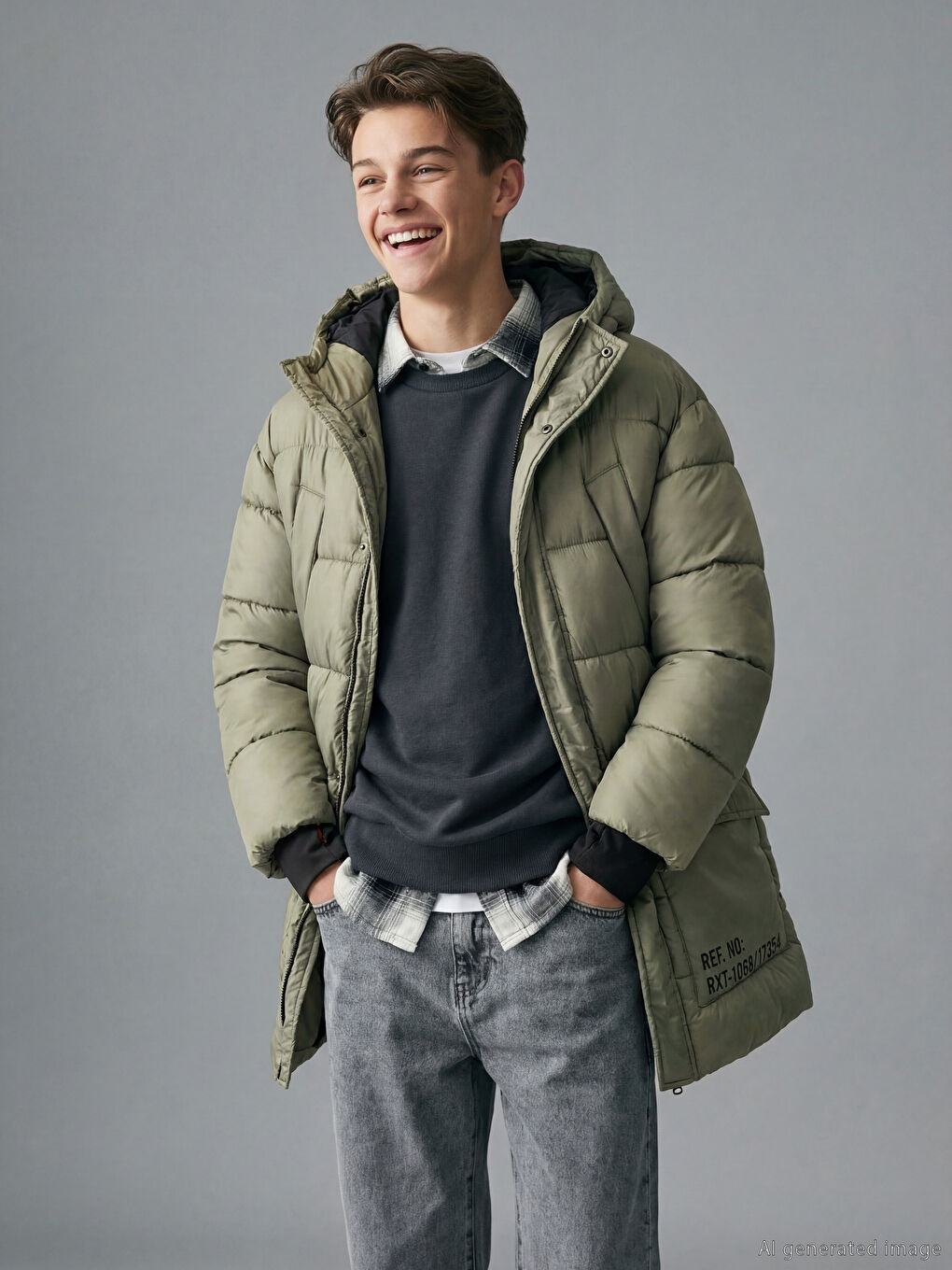 Капюшонды ұлдарға арналған пуховик пальто