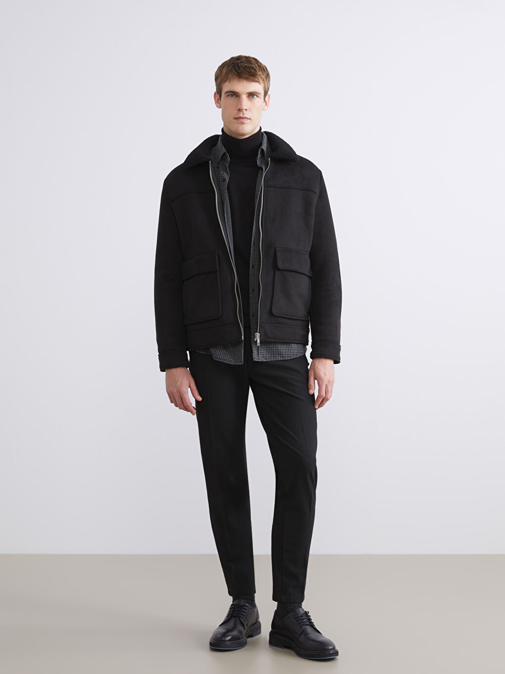 Мужчины Черный Пальто-1