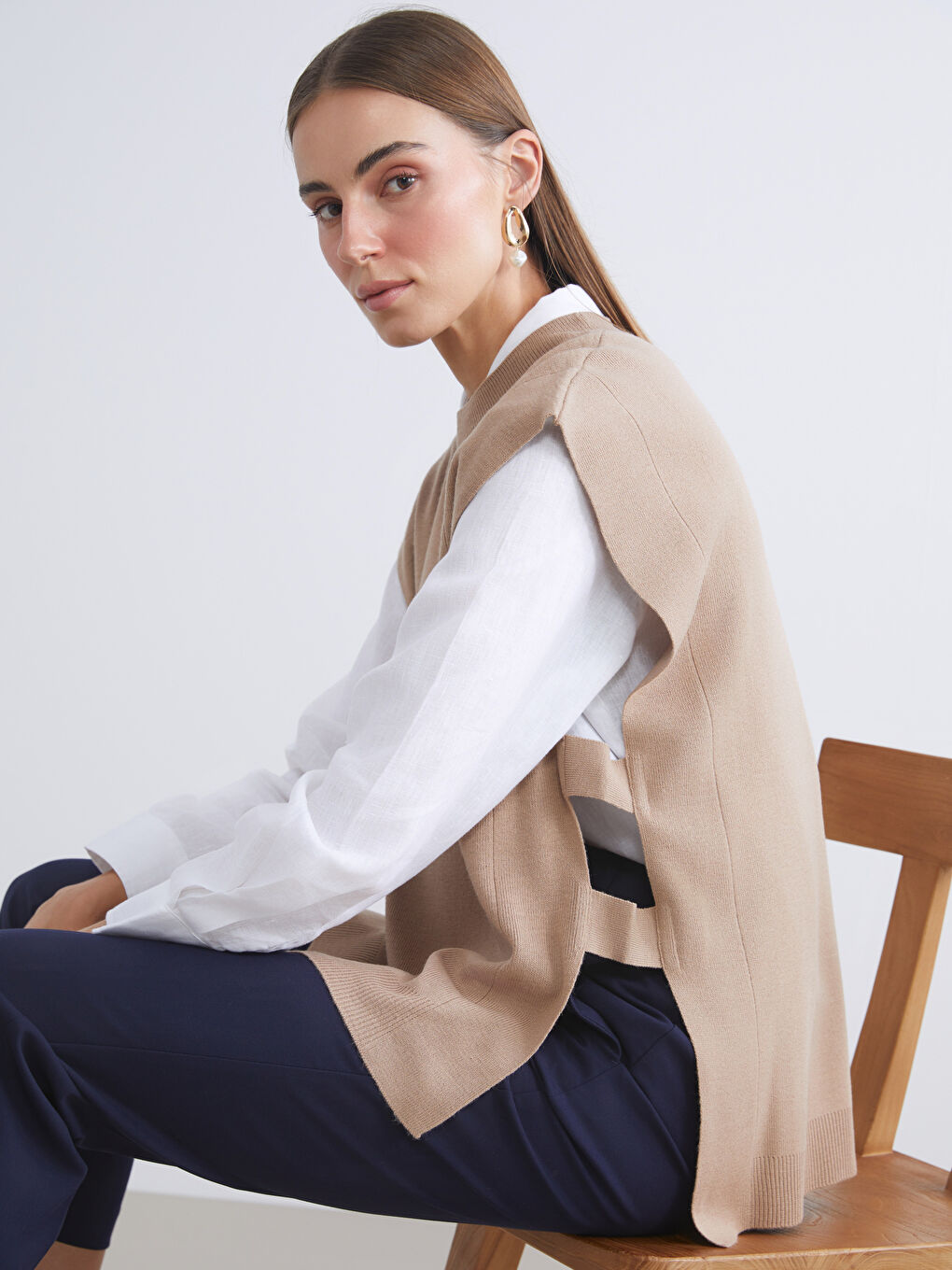 Crew Neck Women's Knitwear Sweater Vest