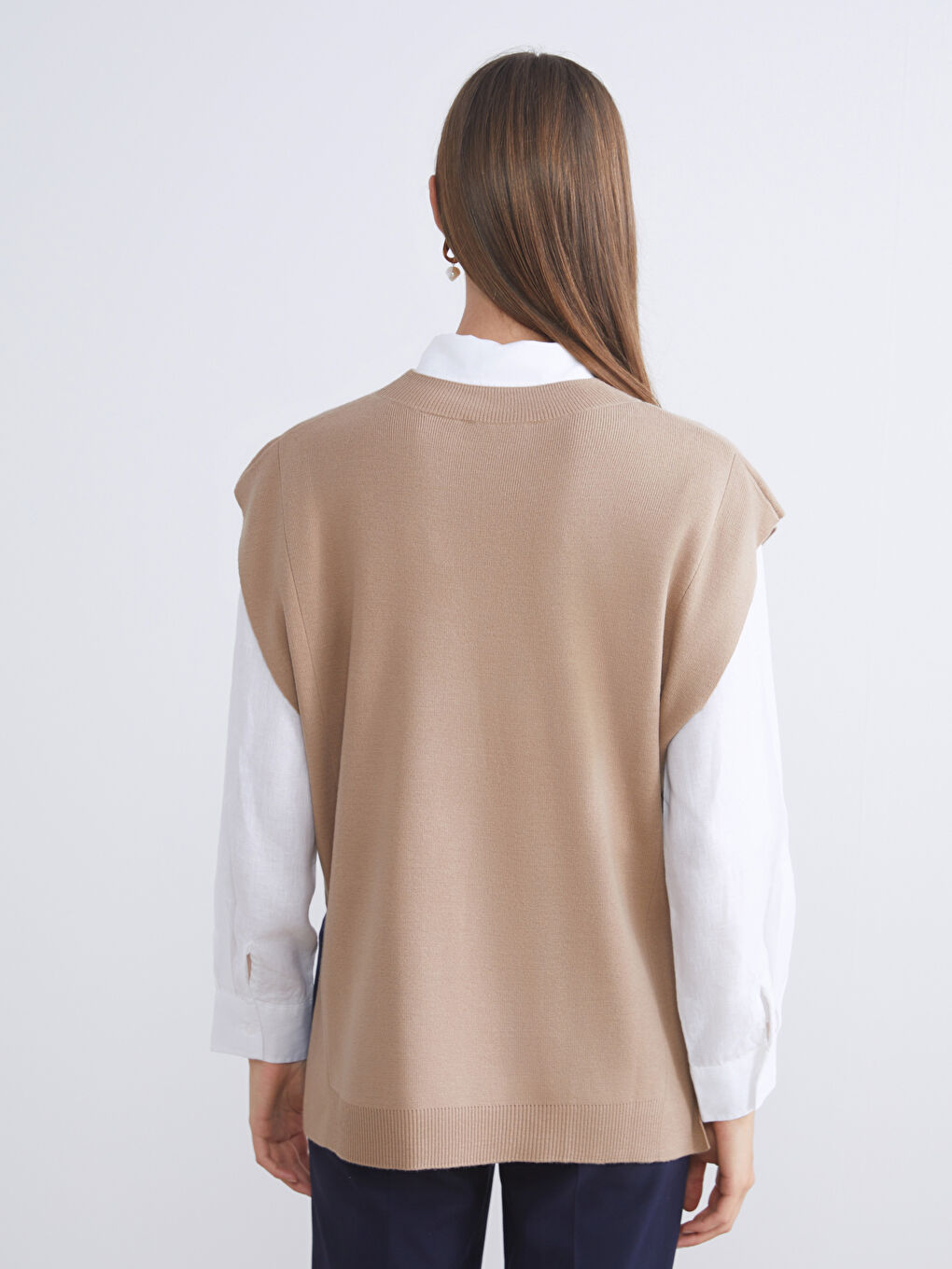 Crew Neck Women's Knitwear Sweater Vest-3