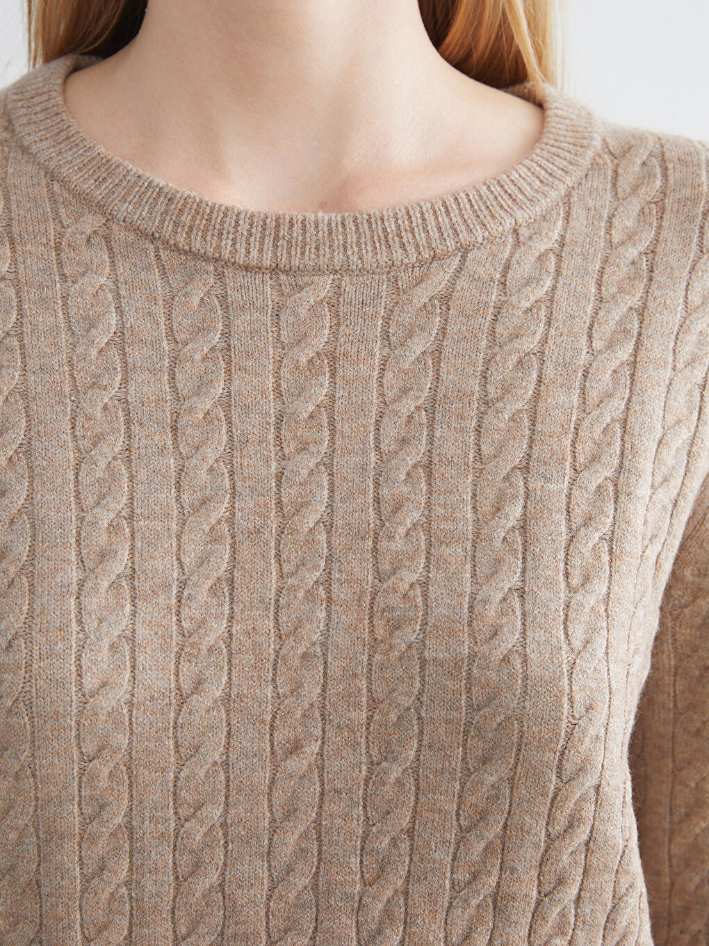 Crew Neck Self-Patterned Women's Knitwear Sweater-2
