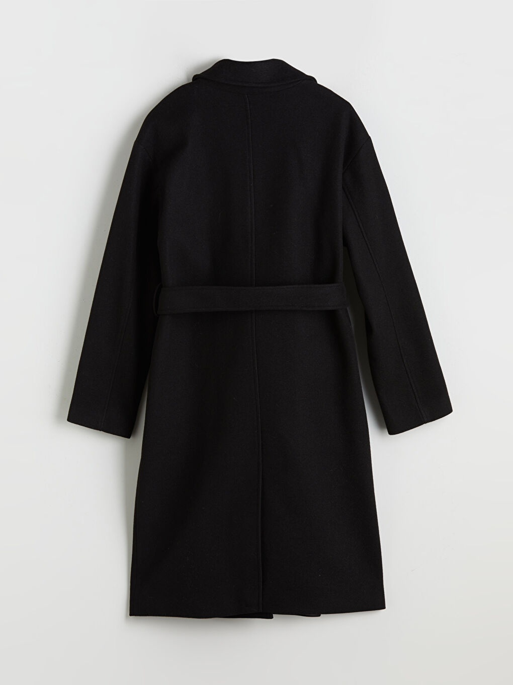 Siyah Kruvaze Yaka Kadın Kaşe Kaban-6