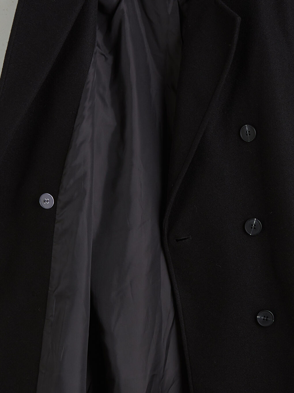 Siyah Kruvaze Yaka Kadın Kaşe Kaban-7