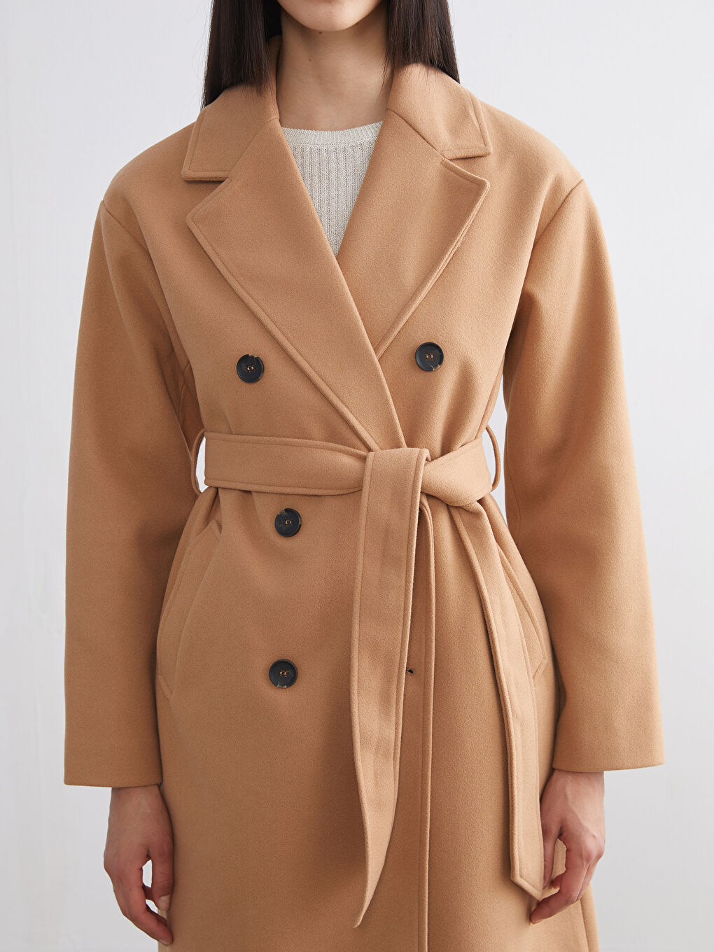 معطف كاشيه مزدوج الصدر للسيدات-2