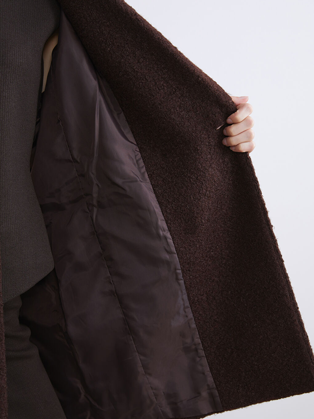 Жінка КОРИЧНЕВИЙ Пальто зі змішаної вовни-3