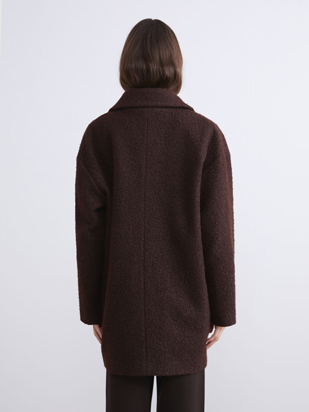 Жінка КОРИЧНЕВИЙ Пальто зі змішаної вовни-4
