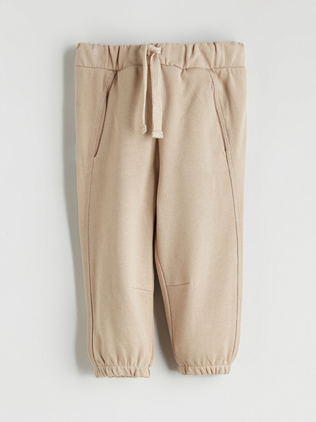 Bej Beli Lastikli Basic Erkek Bebek Jogger Eşofman Altı