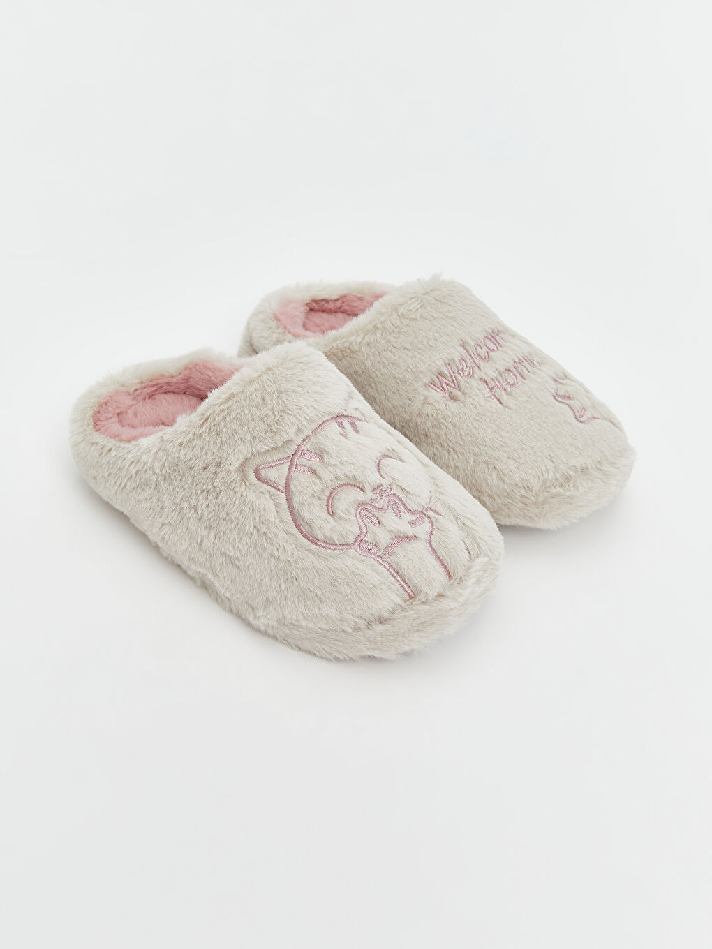 Animal Embroidered Girls' Plush Home Slippers