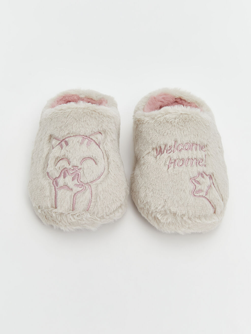 Animal Embroidered Girls' Plush Home Slippers-2