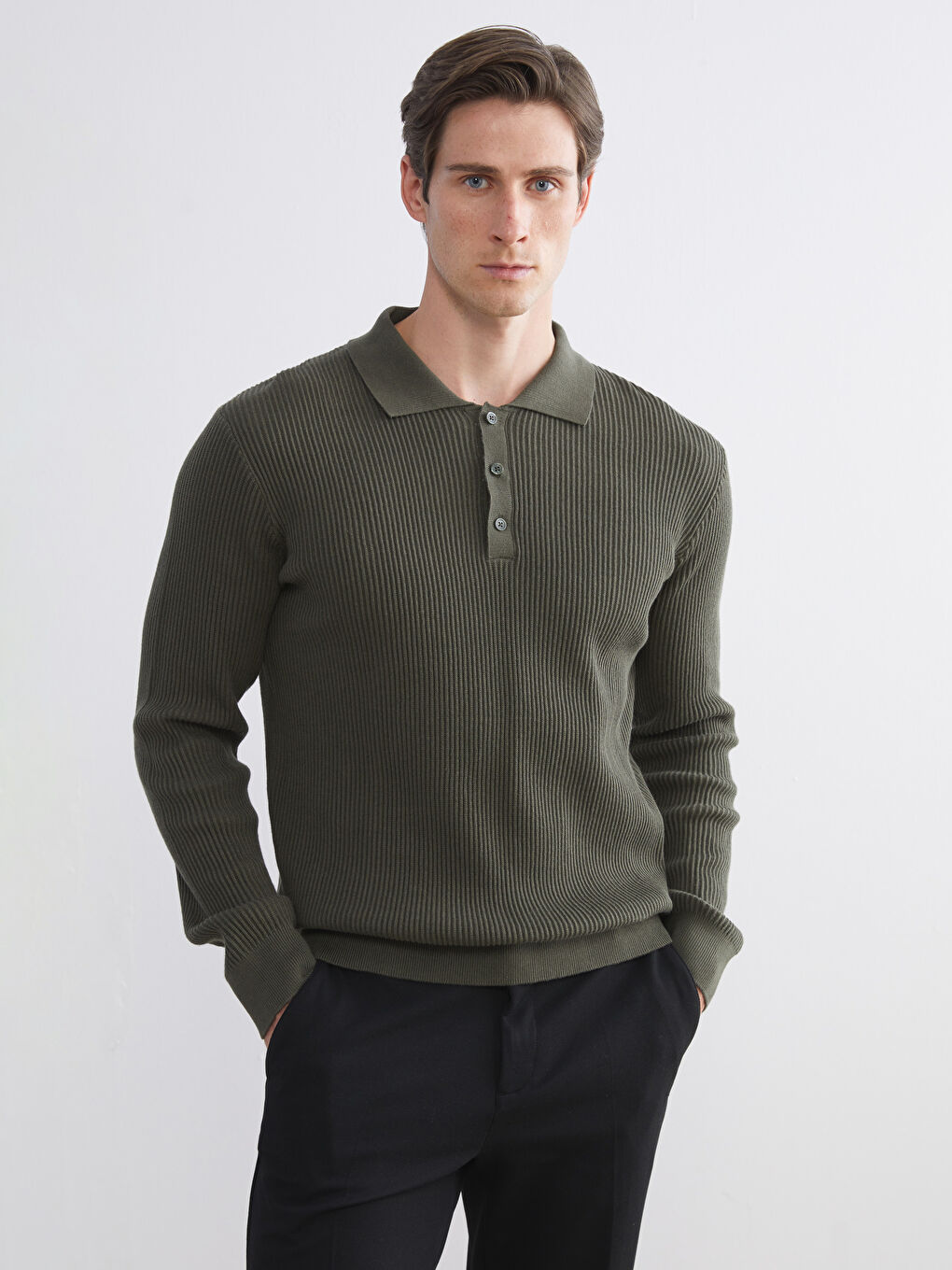 Polo Neck Men's Knitwear Sweater