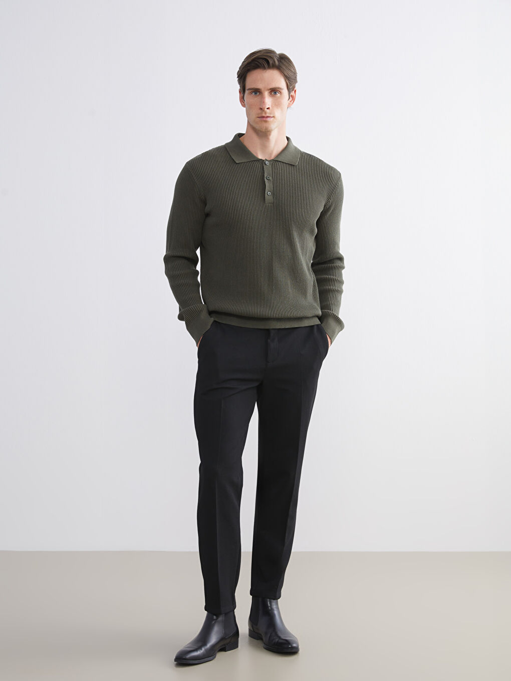 Polo Neck Men's Knitwear Sweater-1