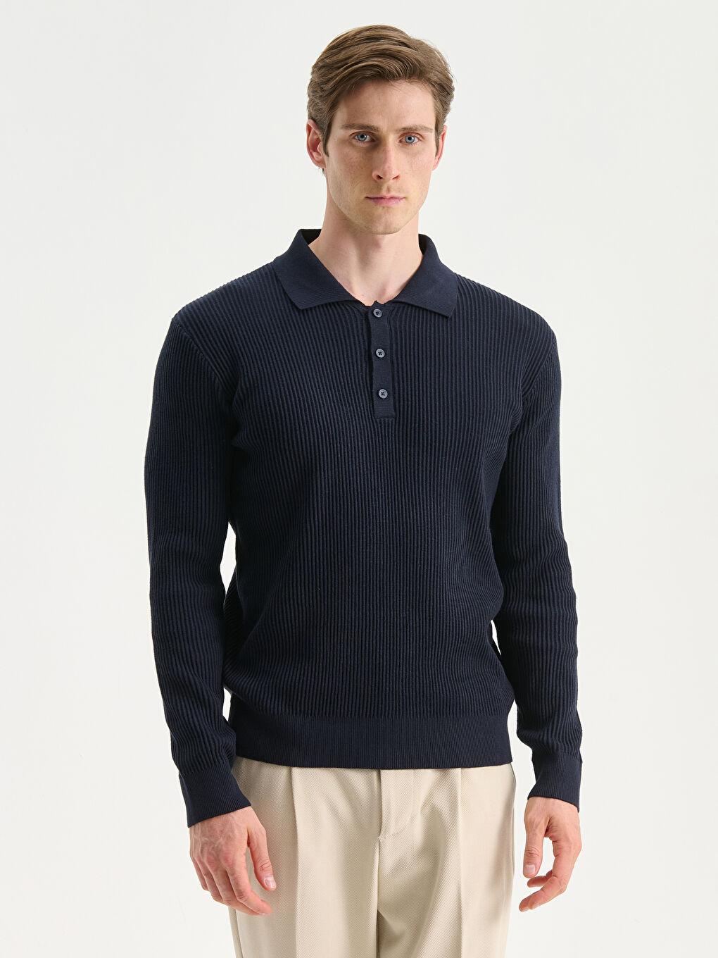 Polo Neck Men's Knitwear Sweater