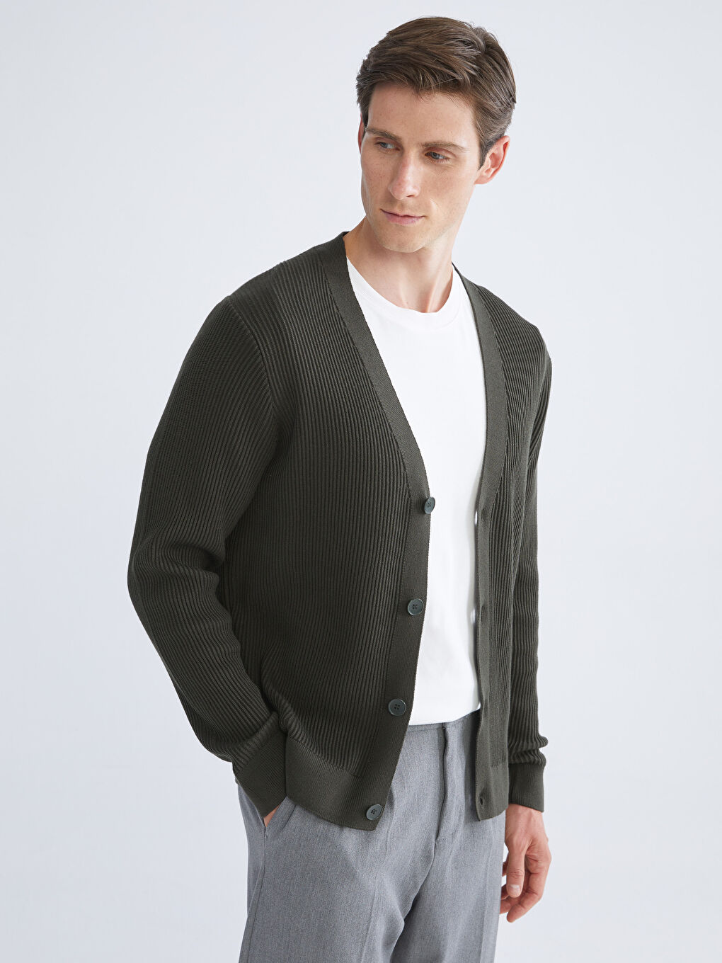 SOUTHBLUE Standard Fit V Neck Men's Knitwear Cardigan -W5BC80Z8-F7Z