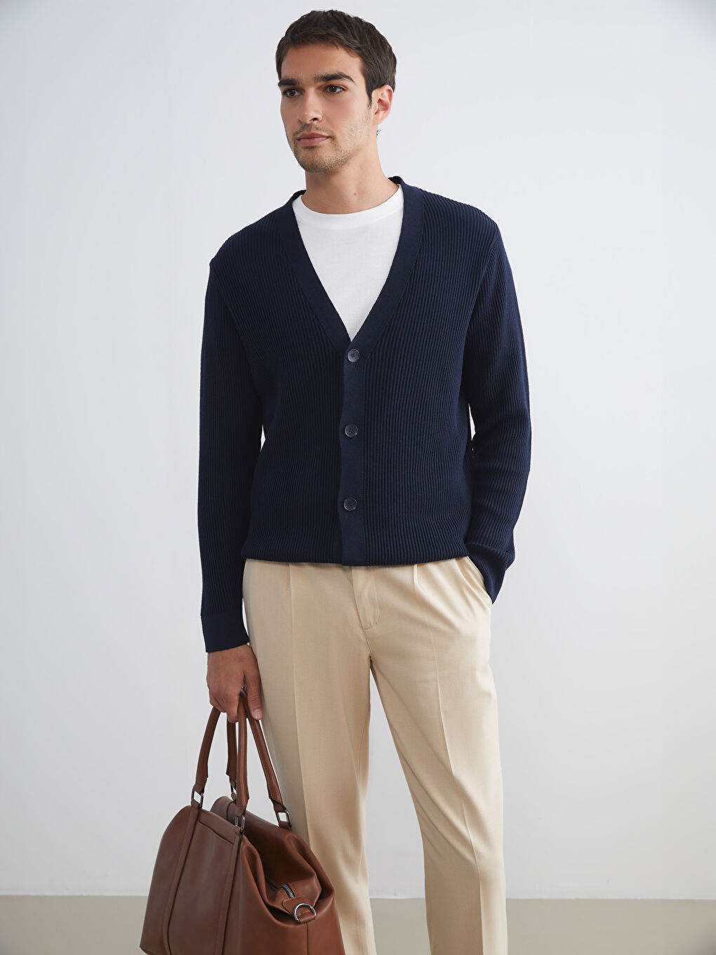 SOUTHBLUE Standard Fit V Neck Men's Knitwear Cardigan -W5BC80Z8-RFH