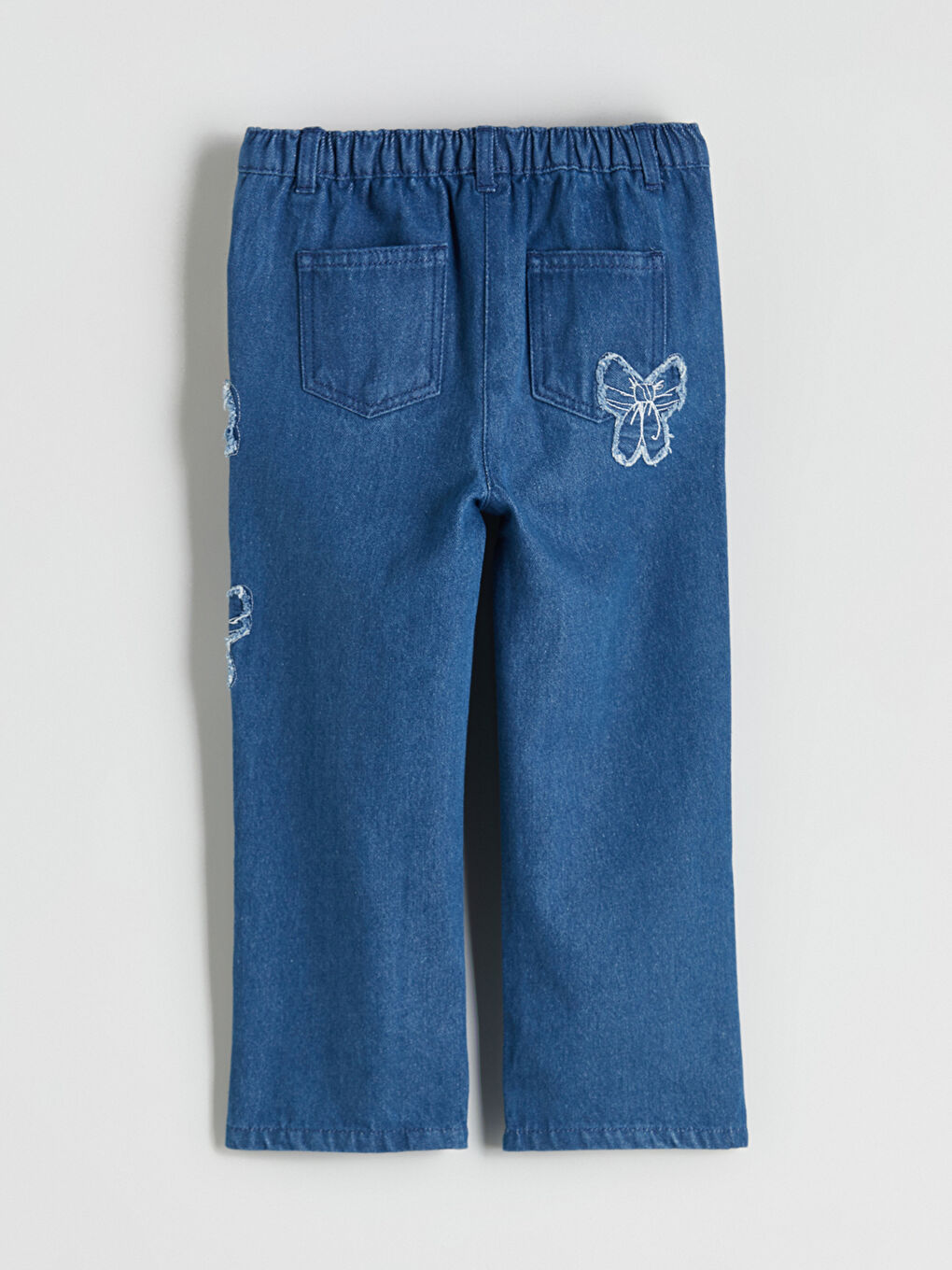 Elasticated Waist Bow Embroidered Girls Jeans-2