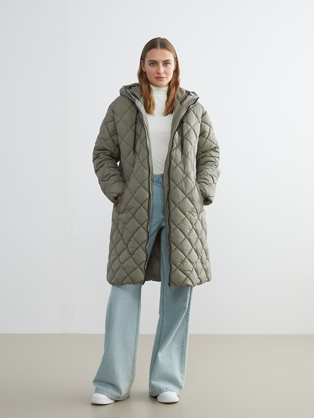 Hooded Quilted Women's Puffer Coat-1