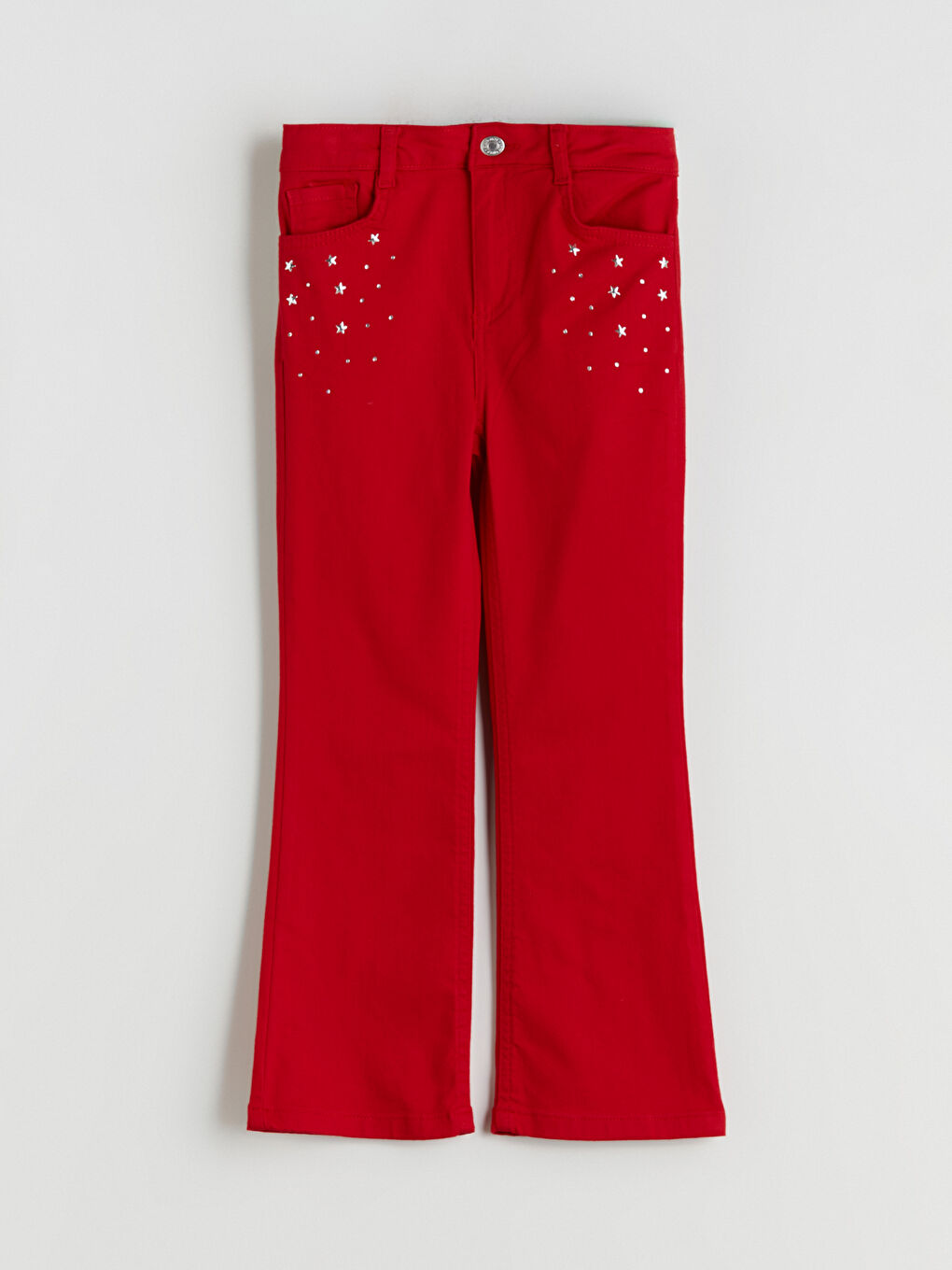 Kırmızı İspanyol Paça Kız Çocuk Pantolon