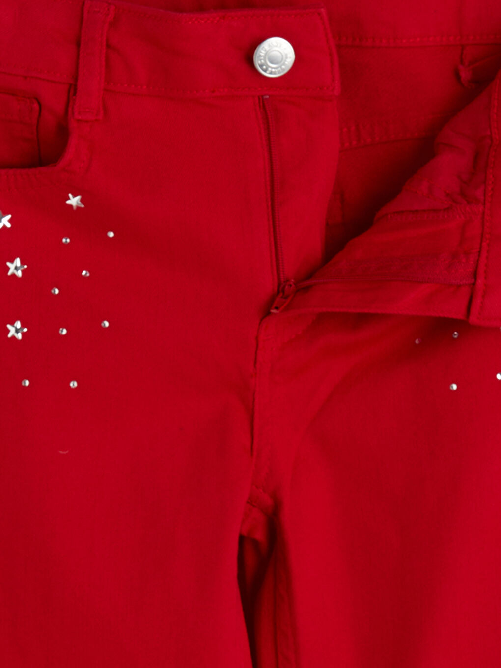 Kırmızı İspanyol Paça Kız Çocuk Pantolon-1